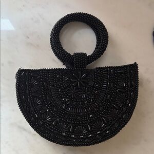 Elegant Black Beaded Women's Bag